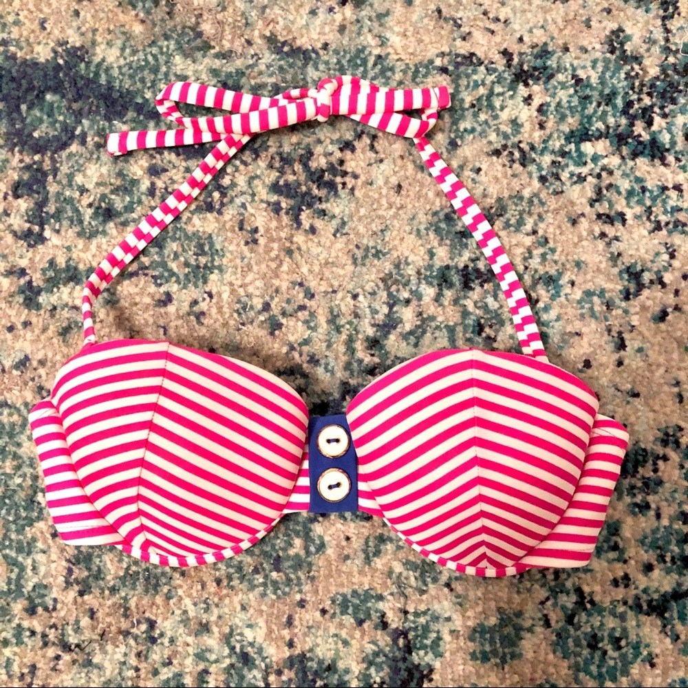 Xhilaration Pink & White Bikini Top